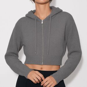 Zara Sweater Knit Zip Up Cardigan Hoodie